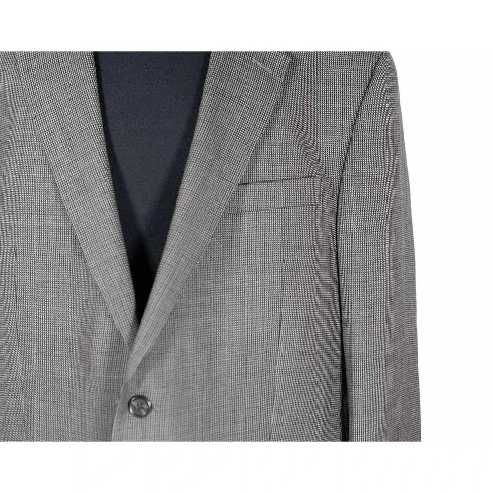 Chaps Ralph Lauren Mens Blazer Gray Check 100% Wool Lined Jacket Sport Coat 44R